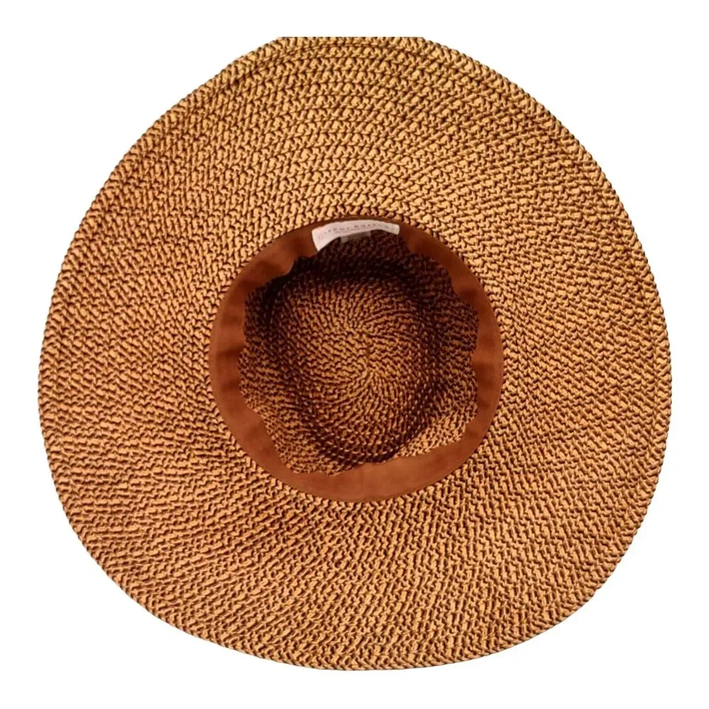 Four Buttons Spring Summer Floppy Woven Wide Brim Garden Sun Hat Beach Vacation